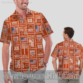 Chicago Bears American Flag Print Hawaiian Shirt for Game Day BBQs