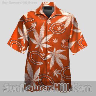 Chicago Bears Bold Leaf Print Button Up Shirt for Summer Tailgates