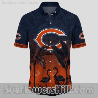 Chicago Bears Flamingo Sunset Hawaiian Shirt for Beach Lovers