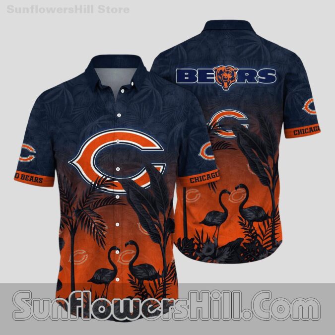 Chicago Bears Flamingo Sunset Hawaiian Shirt for Beach Lovers
