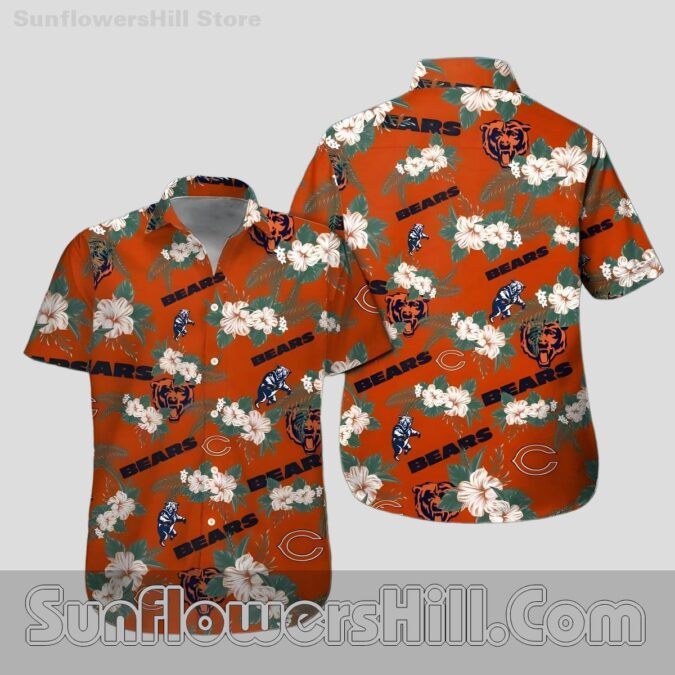 Chicago Bears Floral Hibiscus Hawaiian Shirt for Game Day Fans Chicago Bears Floral Hibiscus Hawaiian Shirt for Game Day Fans