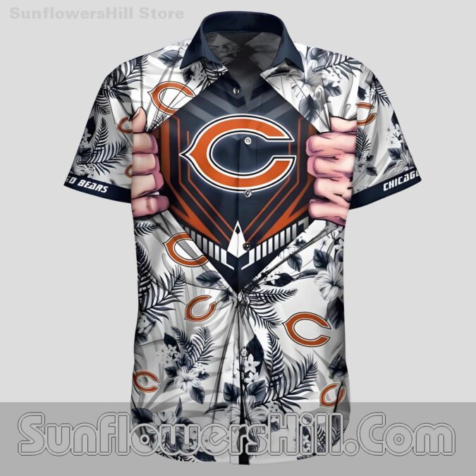 Chicago Bears Floral Palm White Hawaiian Shirt for Summer BBQs Chicago Bears Floral Palm White Hawaiian Shirt for Summer BBQs