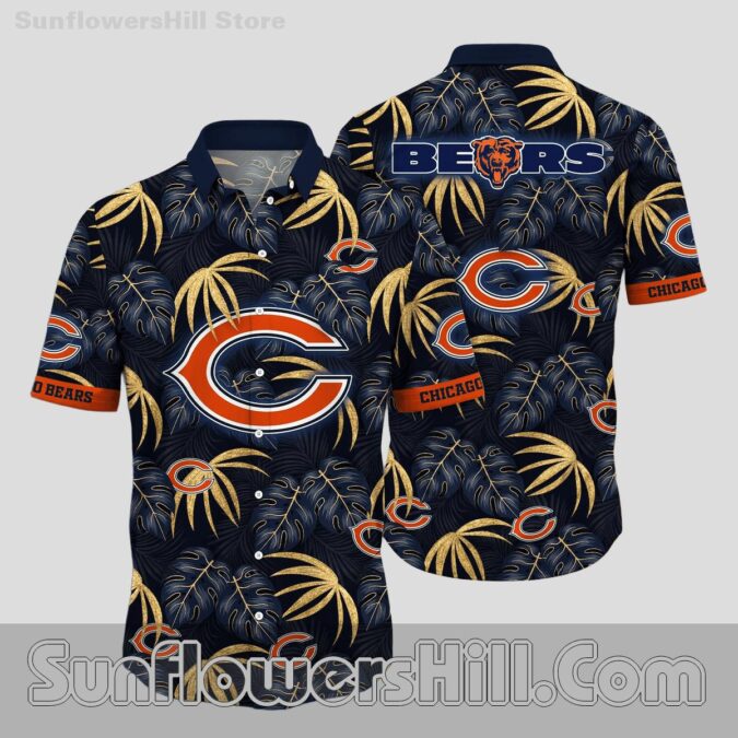 Chicago Bears Golden Palm Hawaiian Shirt for Summer Tailgates Chicago Bears Golden Palm Hawaiian Shirt for Summer Tailgates
