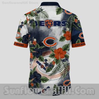 Chicago Bears Hibiscus Button Up Shirt for Beach Days and Game Time