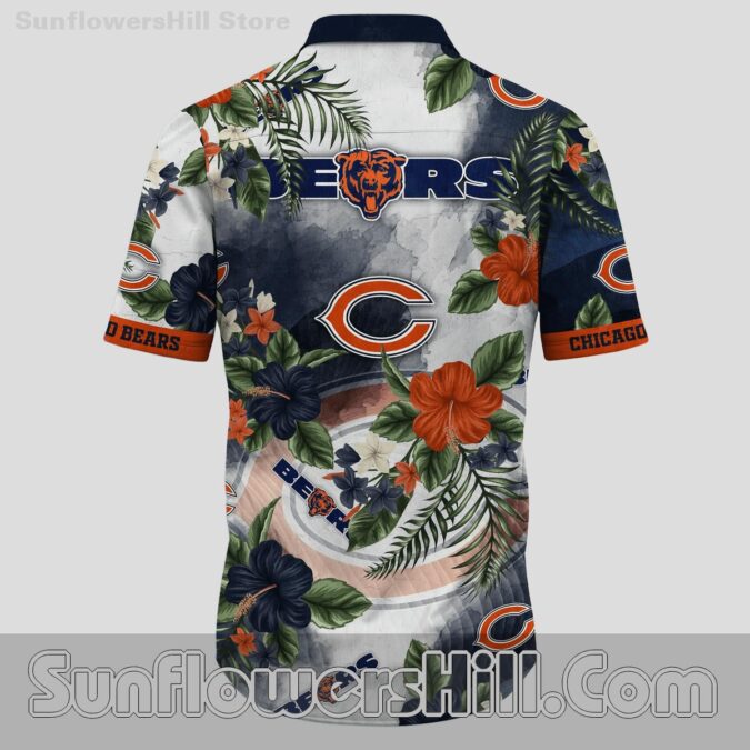 Chicago Bears Hibiscus Button Up Shirt for Beach Days and Game Time