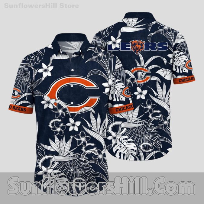 Chicago Bears Black Floral Button Up Shirt for Game Day Fans Chicago Bears Black Floral Button Up Shirt for Game Day Fans