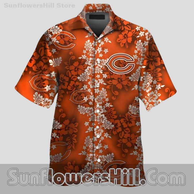 Chicago Bears Orange Floral Button Up Shirt for Game Day Vibes Chicago Bears Orange Floral Button Up Shirt for Game Day Vibes