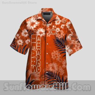 Chicago Bears Orange Flower Button Up Shirt for Beach Trips