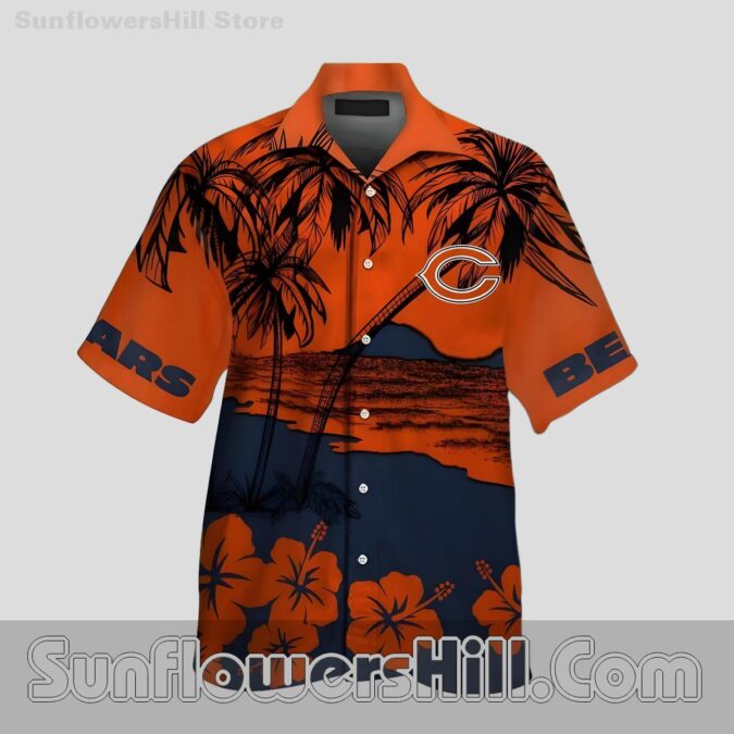 Chicago Bears Orange Sunset Hawaiian Shirt for Football Beach Days Chicago Bears Orange Sunset Hawaiian Shirt for Football Beach Days