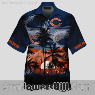 Chicago Bears Palm Leaf Hawaiian Shirt for Beach Trips and Tailgates
