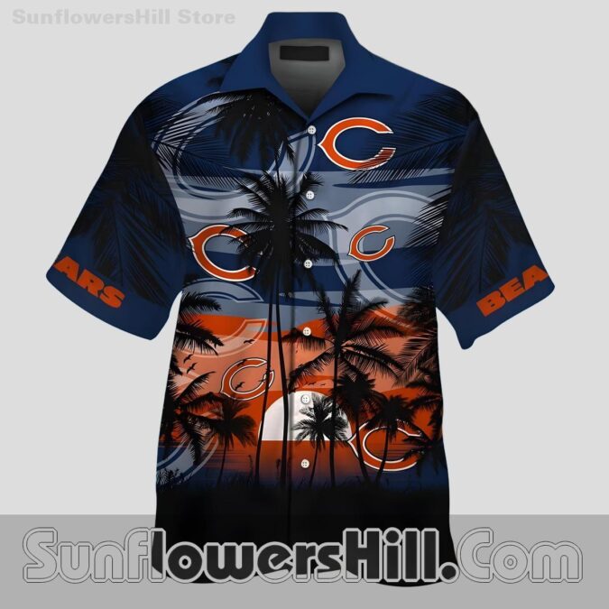 Chicago Bears Palm Leaf Hawaiian Shirt for Beach Trips and Tailgates