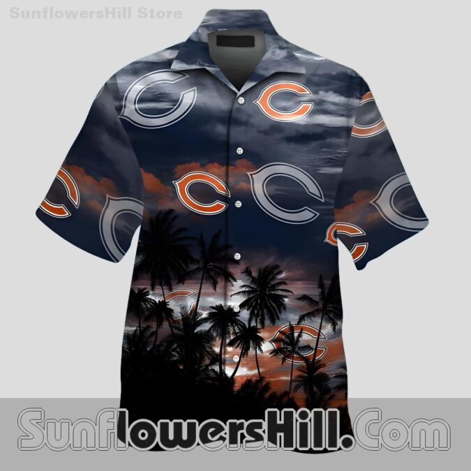 Chicago Bears Palm Tree Aloha Button Up for Beach Trips Chicago Bears Palm Tree Aloha Button Up for Beach Trips