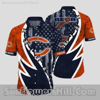 Chicago Bears Patriotic Stars Hawaiian Shirt for Fourth of July Game Day