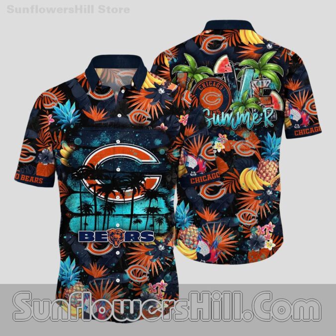 Chicago Bears Pineapple Cocktail Button Up Shirt for Game Day Fans