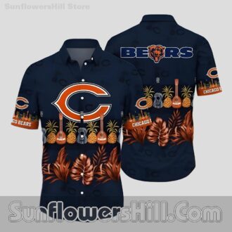 Chicago Bears Pineapple Guitar Hawaiian Shirt for Beach Trips and Backyard BBQs