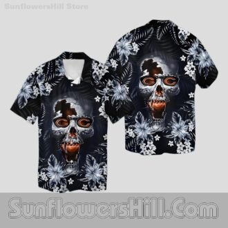 Chicago Bears Skull Flower Hawaiian Shirt for Hardcore Football Fans