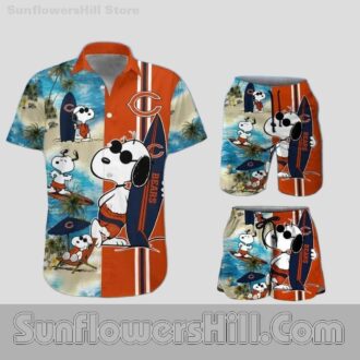 Chicago Bears Snoopy Palm Tree Hawaiian Shirt for Summer Tailgates