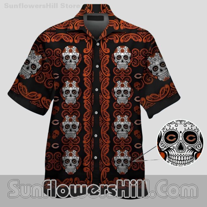 Chicago Bears Sugar Skull Hawaiian Shirt for Beach Trips and Tailgates