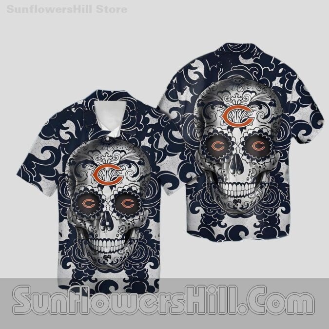 Chicago Bears Sugar Skull Hawaiian Shirt for Bold Football Fans Chicago Bears Sugar Skull Hawaiian Shirt for Bold Football Fans