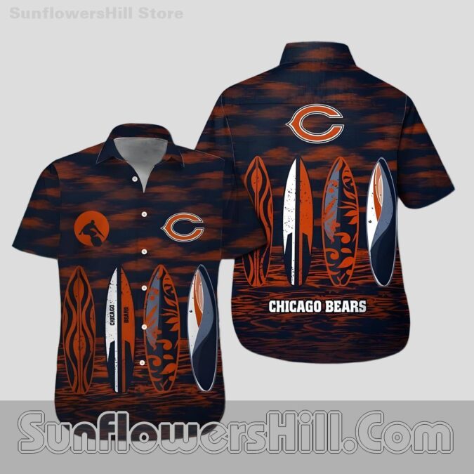 Chicago Bears Surfboard Print Hawaiian Shirt for Beach Trips