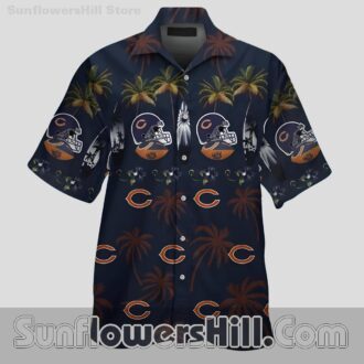 Chicago Bears Tropical Helmet Button Up Shirt for Beach Cookouts