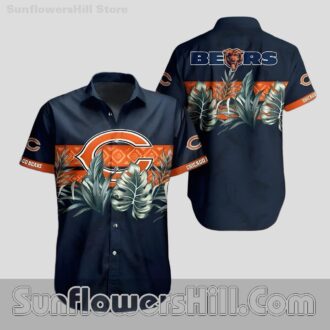 Chicago Bears Tropical Leaf Button Up Shirt for Game Day Fans