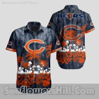 Chicago Bears Tropical Palm Button Up Shirt for Beach Trips