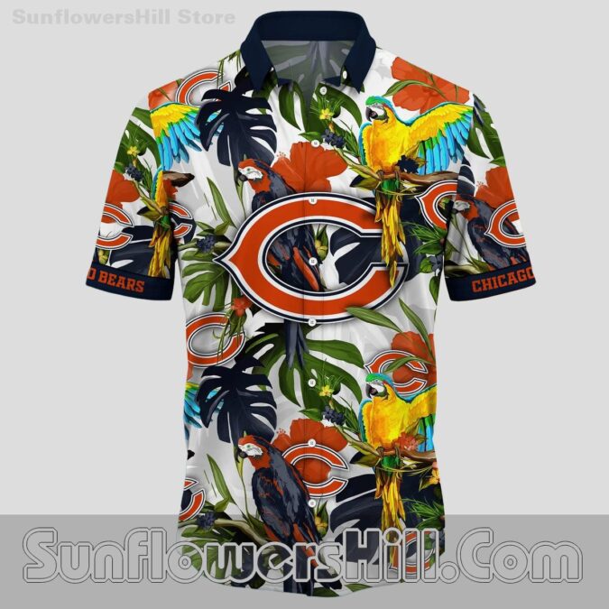 Chicago Bears Tropical Parrot Hawaiian Shirt for Beach Day Fans