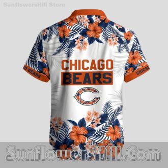 Chicago Bears White Hibiscus Casual Shirt for Tailgating and BBQs