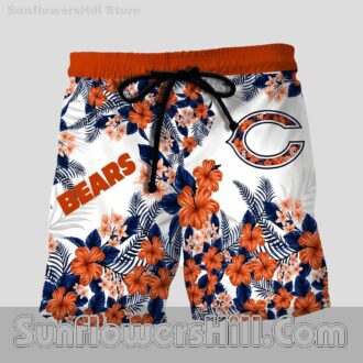 Chicago Bears White Hibiscus Casual Shirt for Tailgating and BBQs