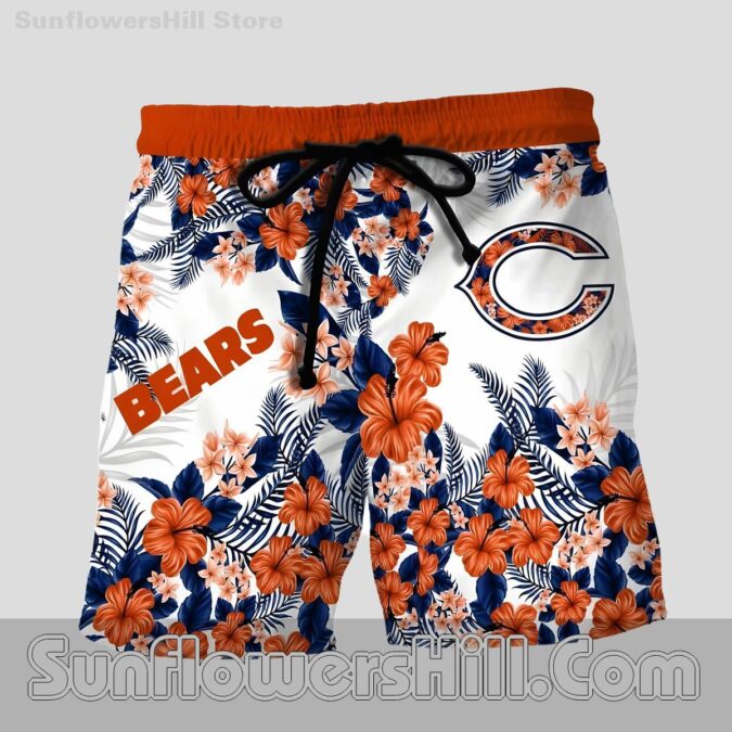 Chicago Bears White Hibiscus Casual Shirt for Tailgating and BBQs