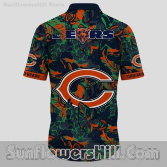 Trendy Chicago Bears Jungle Leaf Button Up Shirt for Beach Days