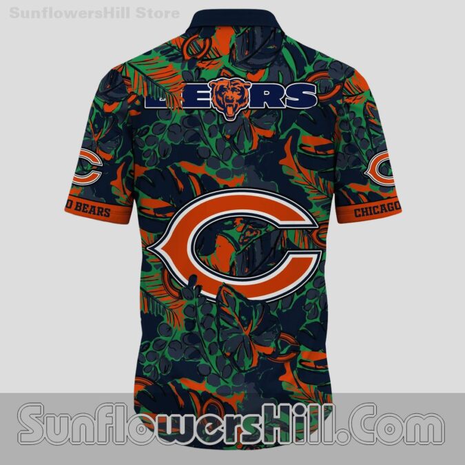 Trendy Chicago Bears Jungle Leaf Button Up Shirt for Beach Days