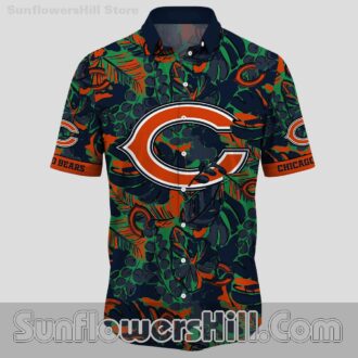 Trendy Chicago Bears Jungle Leaf Button Up Shirt for Beach Days