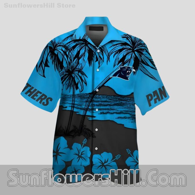 Carolina Panthers Beach Scene Button Up Shirt for Summer Fans Carolina Panthers Beach Scene Button Up Shirt for Summer Fans
