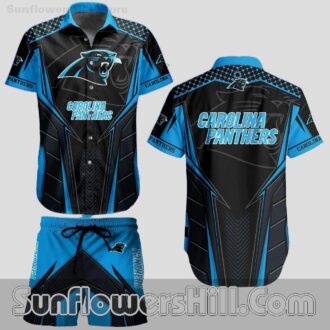 Carolina Panthers Black Blue Button Up Shirt for Football Fans