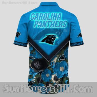 Carolina Panthers Blue Floral Button Up Shirt for Beach Tailgates