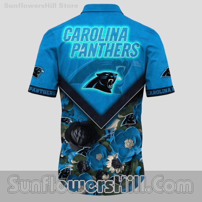 Carolina Panthers Blue Floral Button Up Shirt for Beach Tailgates