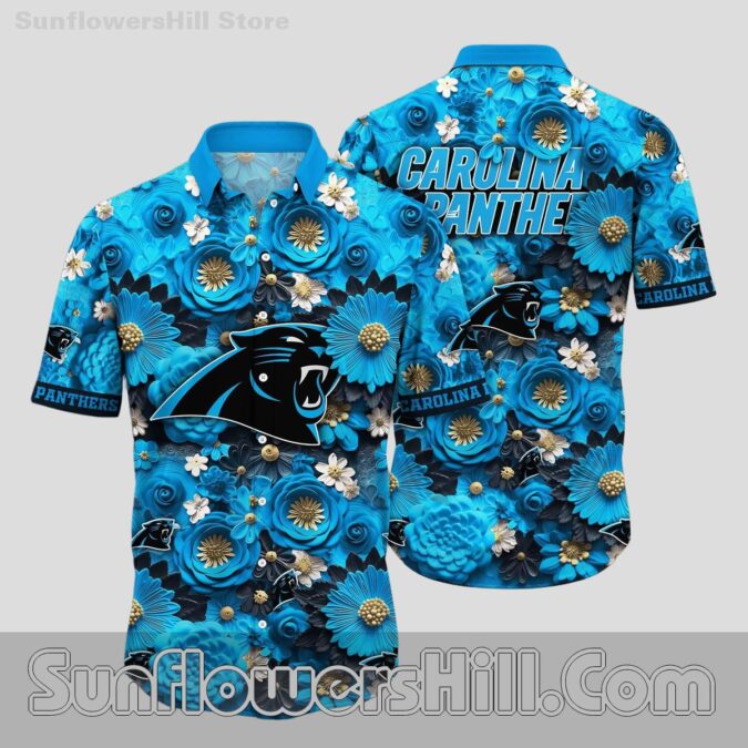 Carolina Panthers Blue Floral Casual Shirt for Football Lovers Carolina Panthers Blue Floral Casual Shirt for Football Lovers