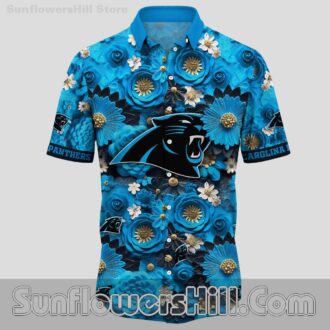 Carolina Panthers Blue Floral Casual Shirt for Football Lovers