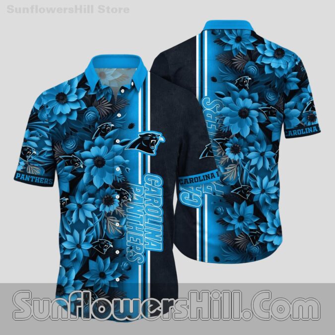 Carolina Panthers Blue Flower Aloha Shirt for Summer Beach Trips Carolina Panthers Blue Flower Aloha Shirt for Summer Beach Trips