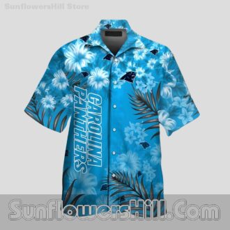 Carolina Panthers Blue Hibiscus Hawaiian Shirt for Beach Trip Fans