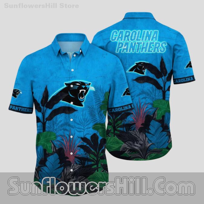 Carolina Panthers Blue Leaf Hawaiian Shirt for Beach Trips Carolina Panthers Blue Leaf Hawaiian Shirt for Beach Trips