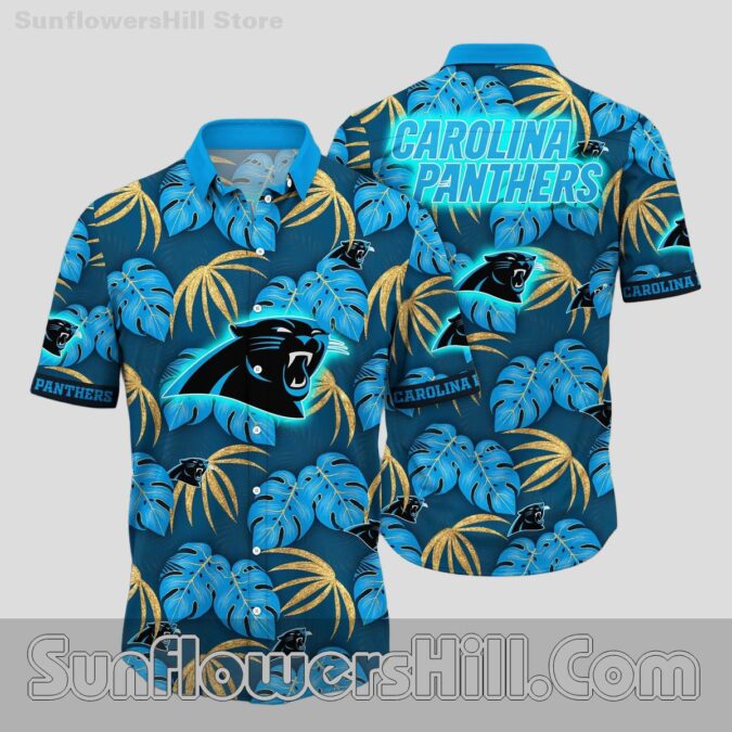 Carolina Panthers Blue Leaf Hawaiian Shirt for Game Day Tailgates Carolina Panthers Blue Leaf Hawaiian Shirt for Game Day Tailgates