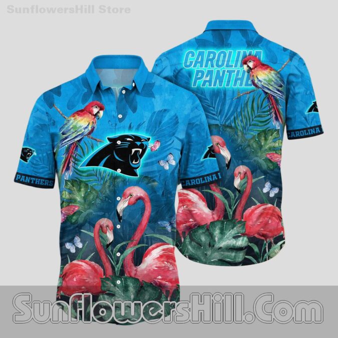 Carolina Panthers Flamingo Leaf Hawaiian Shirt for Summer BBQ Fans