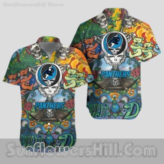 Carolina Panthers Grateful Dead Print Hawaiian Shirt for Music Fans