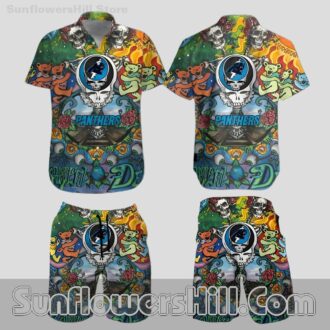 Carolina Panthers Grateful Dead Print Hawaiian Shirt for Music Fans
