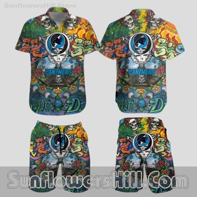 Carolina Panthers Grateful Dead Print Hawaiian Shirt for Music Fans
