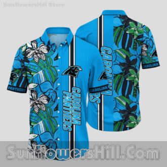 Carolina Panthers Green Leaf Hawaiian Shirt for Beach Day Tailgates