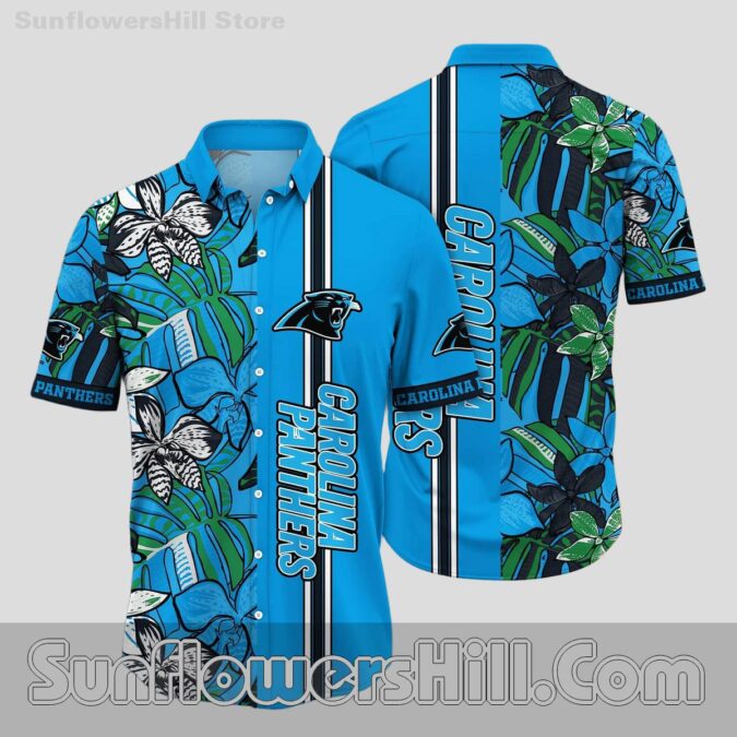 Carolina Panthers Green Leaf Hawaiian Shirt for Beach Day Tailgates Carolina Panthers Green Leaf Hawaiian Shirt for Beach Day Tailgates